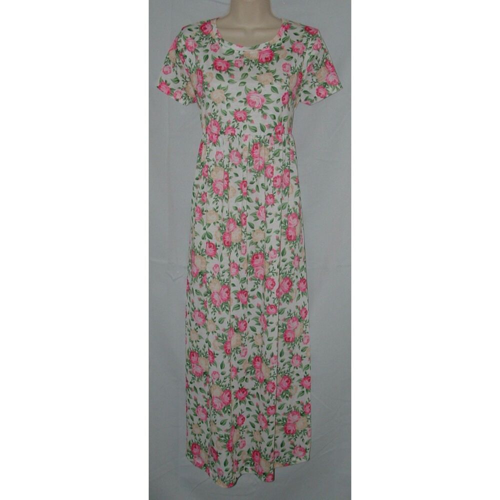 JAMBY STYLES Colorful Floral Sz Medium Comfy Maxi Dress Side Pockets NEW NWOT